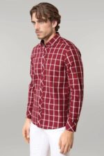 Plaid-Slim-Fit-Burgundy-Shirt-Wessi-2