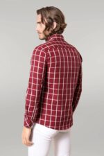 Plaid-Slim-Fit-Burgundy-Shirt-Wessi-3