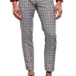 Plaid Slim-Fit Dark Grey Men Trousers - Wessi