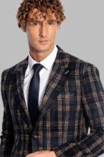 Plaid-Slim-Fit-Navy-Blue-Men-Blazer-Wessi-1