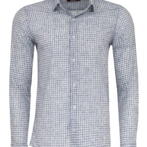 Plaid Slim Fit Navy Blue Men Shirt - Wessi