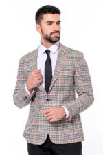 Plaid-Slim-Fit-Orange-Black-Men-Blazer-Wessi-4