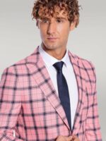 Plaid-Slim-Fit-Pink-Men-Blazer-Wessi-2
