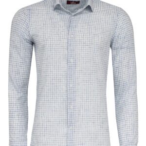 Plaid Slim Fit Sky Blue Men Shirt - Wessi