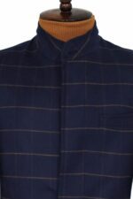 Plaid-Standing-Collar-Navy-Blue-Men-Coat-Wessi-1