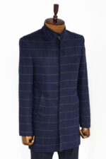 Plaid-Standing-Collar-Navy-Blue-Men-Coat-Wessi-4