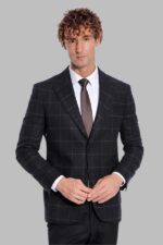 Plaid Wool Black Men Blazer