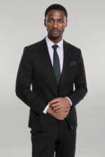 Plain 2 Piece Slim Fit Black Men Suit