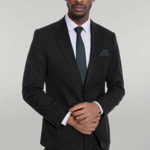 Plain 2 Piece Slim Fit Black Men Suit - Wessi