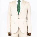 Plain 2 Piece Slim Fit Cream Men Suit - Wessi