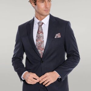 Plain 2 Piece Slim Fit Dark Blue Men Suit - Wessi