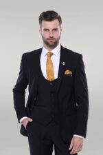 Plain Black 3-Piece Men's Suit