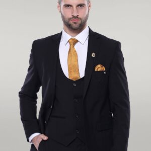 Plain Black 3-Piece Men's Suit - Wessi