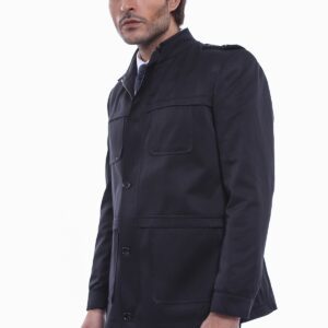 Plain Black Men Short Coat - Wessi