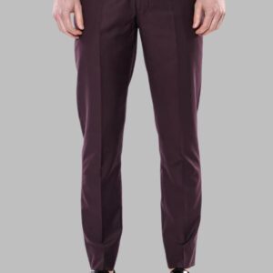 Plain Burgundy Men Trousers - Wessi