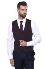 Plain-Burgundy-Vest-Blazer-Set-Wessi-5