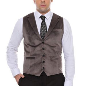 Plain Collared Brown Men Vest - Wessi
