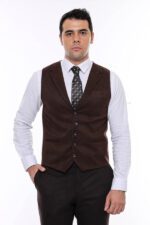 Plain Collared Dark Brown Men Vest