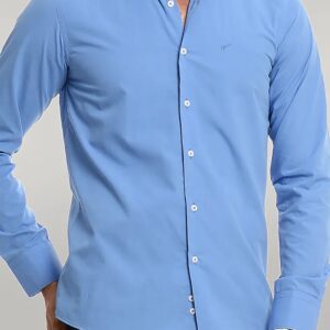Plain Cotton Satin Blue Shirt - Wessi