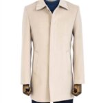 Plain Hidden Button Beige Men Coat - Wessi