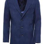 Plain Peak Lapel 3 Buttons Blue Men Coat - Wessi