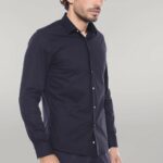 Plain Slim Fit Black Men Lumberjack Shirt - Wessi