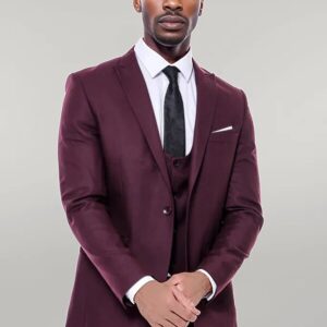 Plain Slim Fit Burgundy Men Suit - Wessi