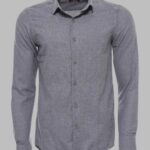 Plain Slim Fit Grey Men Lumberjack Men Shirt - Wessi