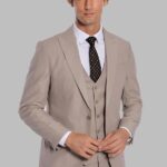 Plain Slim Fit Light Brown Men Suit - Wessi