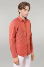 Plain-Slim-Fit-Long-Sleeves-Salmon-Color-Men-Shirt-Wessi-1