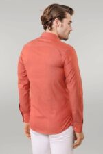 Plain-Slim-Fit-Long-Sleeves-Salmon-Color-Men-Shirt-Wessi-3