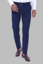 Plain Slim Fit Navy Blue Men Pants
