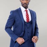 Plain Slim Fit Navy Blue Men Suit - Wessi