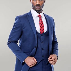Plain Slim Fit Navy Blue Men Suit - Wessi