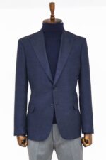 Plain Slim Fit Sport Navy Blue Men Blazer