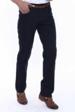 Plain-Suede-Flap-Pockets-Cotton-Navy-Blue-Men-Pants-Wessi-2
