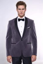Plain-Velvet-Dark-Grey-Blazer-Wessi-1