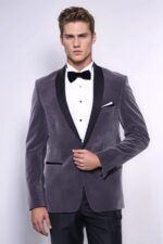 Plain Velvet Dark Grey Blazer