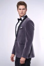 Plain-Velvet-Dark-Grey-Blazer-Wessi-2