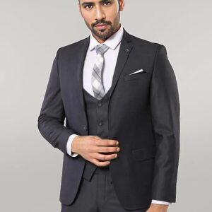 Plain Vested Anthracite Men's Suit | Wessi