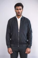 Plain-Zippered-Pockets-Black-Men-Bomber-Coat-Wessi-1