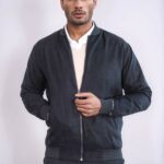Plain Zippered Pockets Black Men Bomber Coat - Wessi