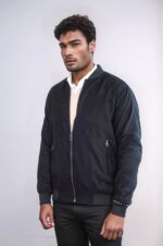Plain-Zippered-Pockets-Black-Men-Bomber-Coat-Wessi-2