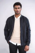 Plain-Zippered-Pockets-Black-Men-Bomber-Coat-Wessi-3
