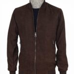 Plain Zippered Pockets Brown Men Bomber Coat - Wessi