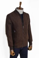 Plain-Zippered-Pockets-Brown-Men-Bomber-Coat-Wessi-3