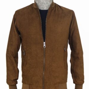 Plain Zippered Pockets Brown Men Bomber Coat - Wessi