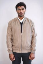 Plain-Zippered-Pockets-Cream-Men-Bomber-Coat-Wessi-1
