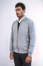 Plain-Zippered-Pockets-Grey-Men-Bomber-Coat-Wessi-2