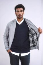 Plain-Zippered-Pockets-Grey-Men-Bomber-Coat-Wessi-4